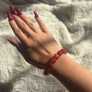 Carnelian & Sardonyx Crystal Bracelet – 10mm Beads | 7.5” | Empowering Energy |